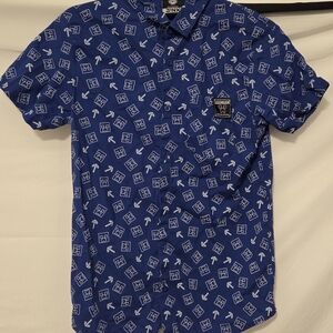 Jinx Boy's Blue Minecraft Patterned Shirt